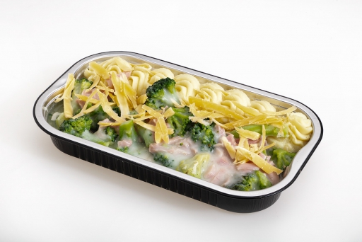 Broccoli met ham, kaassaus en puree